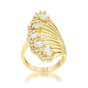Natalie 2.15ct CZ 14k Gold Contemporary Cocktail Ring - Image 2