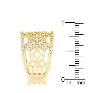 Marlene 0.6ct CZ 14k Gold Wide Band Cocktail Ring - Image 4