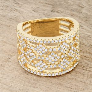Marlene 0.6ct CZ 14k Gold Wide Band Cocktail Ring - Image 5