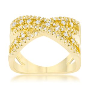 Sandy 0.37ct CZ 14k Gold Classic Criss Cross Ring - Image 2