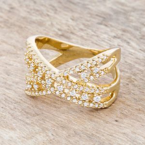Sandy 0.37ct CZ 14k Gold Classic Criss Cross Ring - Image 5