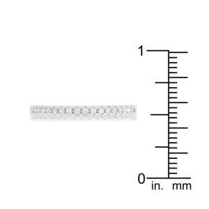 0.11ct CZ Rhodium Plated Classic Band Ring With Round Cut Cubic Zirconia In A Pave Setting - Image 3