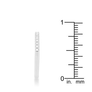 0.11ct CZ Rhodium Plated Classic Band Ring With Round Cut Cubic Zirconia In A Pave Setting - Image 4