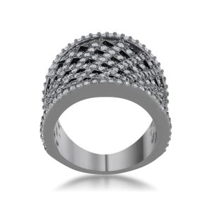 Brin 1.4ct CZ Hematite Wide Woven Style Ring - Image 2