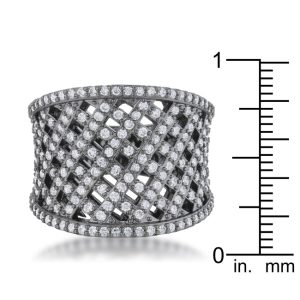 Brin 1.4ct CZ Hematite Wide Woven Style Ring - Image 3