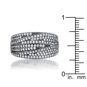 Kina 1.7ct Clear CZ Hematite Contemporary Cocktail Ring - Image 3