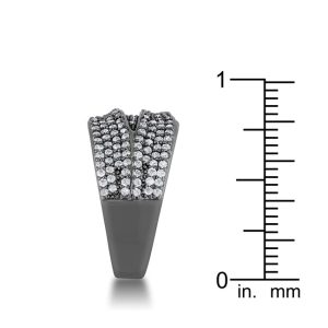 Kina 1.7ct Clear CZ Hematite Contemporary Cocktail Ring - Image 4