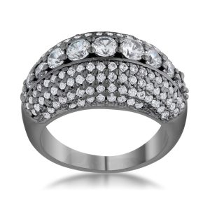 Krista 1.5ct CZ Hematite Contemporary Cocktail Ring - Image 2