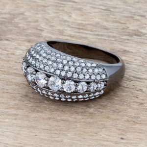 Krista 1.5ct CZ Hematite Contemporary Cocktail Ring - Image 5