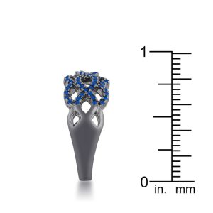 Brina 0.4ct Sapphire CZ Hematite Twist Ring - Image 3