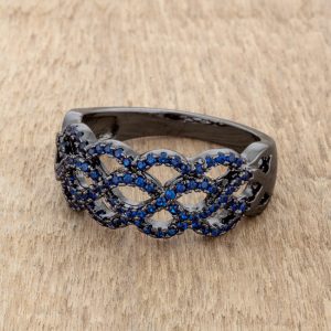 Brina 0.4ct Sapphire CZ Hematite Twist Ring - Image 4