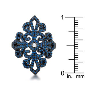 Victoria 1.23ct Sapphire CZ Hematite Filigree Cocktail Ring - Image 3