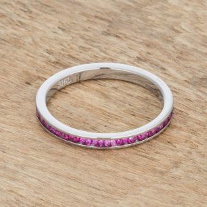 Teresa 0.5ct Ruby CZ Stainless Steel Eternity Band - Image 2