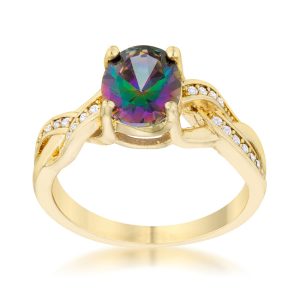 Justine 2ct Mystic CZ 14k Gold Classic Oval Ring - Image 2