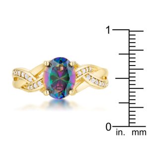 Justine 2ct Mystic CZ 14k Gold Classic Oval Ring - Image 3