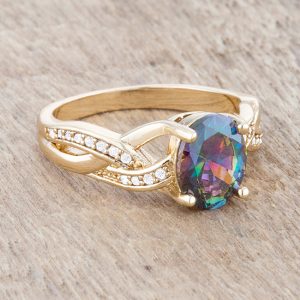Justine 2ct Mystic CZ 14k Gold Classic Oval Ring - Image 5