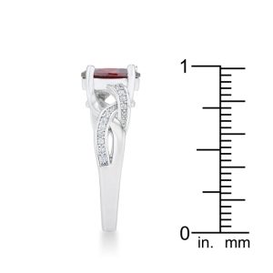 Justine 2ct Garnet CZ Rhodium Classic Oval Ring - Image 4