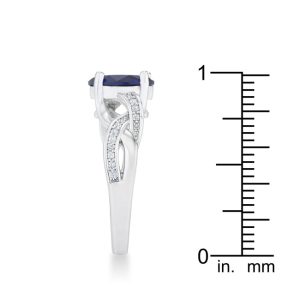 Justine 2ct Sapphire CZ Rhodium Classic Oval Ring - Image 4