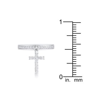 Christine 0.2ct CZ Rhodium Cross Charm Ring - Image 3
