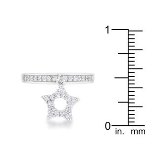 Star 0.25ct CZ Rhodium Simple Holiday Charm Band Ring - Image 3