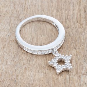 Star 0.25ct CZ Rhodium Simple Holiday Charm Band Ring - Image 5
