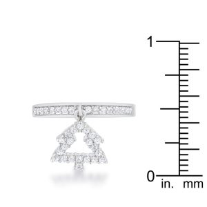Christmas Tree 0.3ct CZ Rhodium Holiday Charm Ring - Image 3