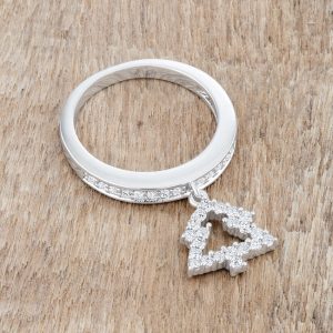 Christmas Tree 0.3ct CZ Rhodium Holiday Charm Ring - Image 5