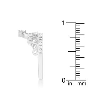 Aurora 0.34ct CZ Rhodium Heart Crown Ring - Image 4