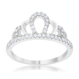 Madeline 0.2ct Rhodium Simple Crown Ring - Image 2