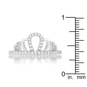 Madeline 0.2ct Rhodium Simple Crown Ring - Image 3