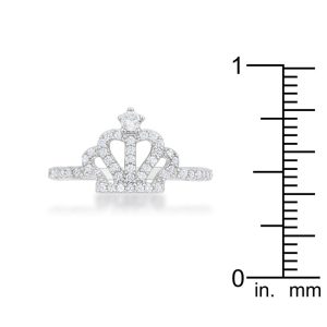 Elina 0.36ct CZ Rhodium Simple Crown Ring - Image 3