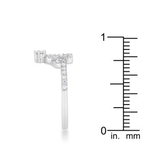 Elina 0.36ct CZ Rhodium Simple Crown Ring - Image 4