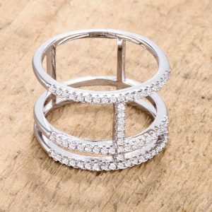0.5Ct Rhodium Parallel Ring with Brilliant CZ - Image 2