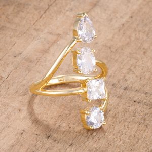 3CT Stunning CZ Goldtone Ring - Image 2