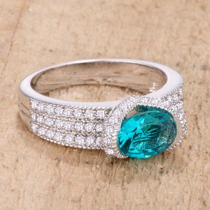 1.6 Ct Aqua Oval CZ Ring - Image 2