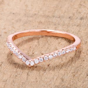 .22Ct Rose Goldtone Chevron Ring with CZ - Image 2