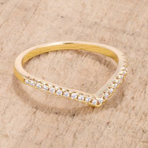 .22Ct Goldtone Chevron Ring with CZ - Image 2