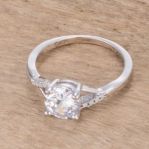 1.3Ct Rhodium Plated Simple Engagement Ring - Image 2