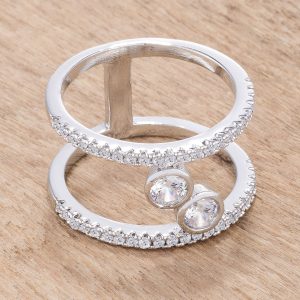 .86Ct Rhodium Plated Floating Bubbles CZ Ring - Image 2