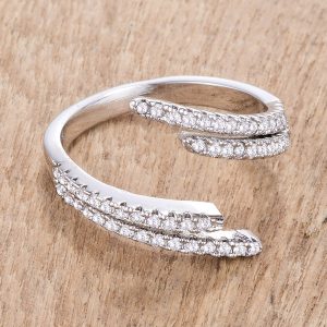 1.12Ct Delicate Rhodium Plated CZ Wrap Ring - Image 2