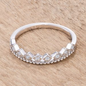 .14Ct Rhodium Plated CZ Mini Crown Stackable Band - Image 2