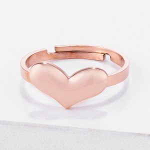 Stainless Steel Rose Goldtone Adjustable Heart Ring - Image 2