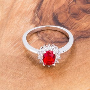 Ruby Red CZ Petite Oval Ring - Image 2