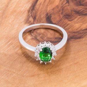 Emerald Green CZ Petite Oval Ring - Image 2