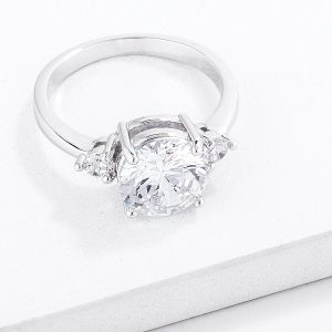 Classic Three Stone Clear CZ Engagement Ring - Image 2