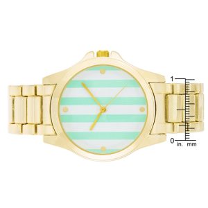 Gold Watch - Mint Stripe Dial - Image 3
