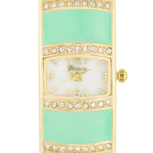 Gold Cuff Watch With Crystals - Mint - Image 2
