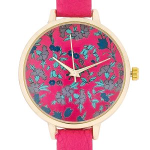 Gold Watch With Floral Print Dial - Image 3