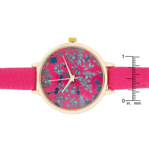 Gold Watch With Floral Print Dial - Image 4