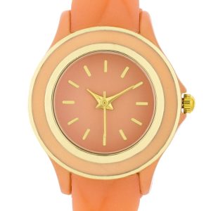 Carmen Braided Ladylike Watch With Coral Rubber Strap - Image 2